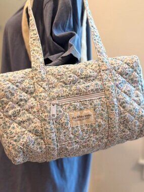 Embroidered Quilted Tote Bag, Monogrammed Mini Duffle Bag Floral, Bridesmaid
